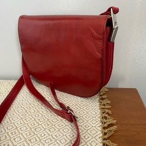 Vintage red leather handbag